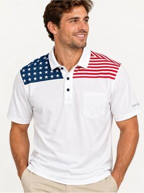 Walter Hagen Men’s USA Flag Golf Polo Shirt XXL